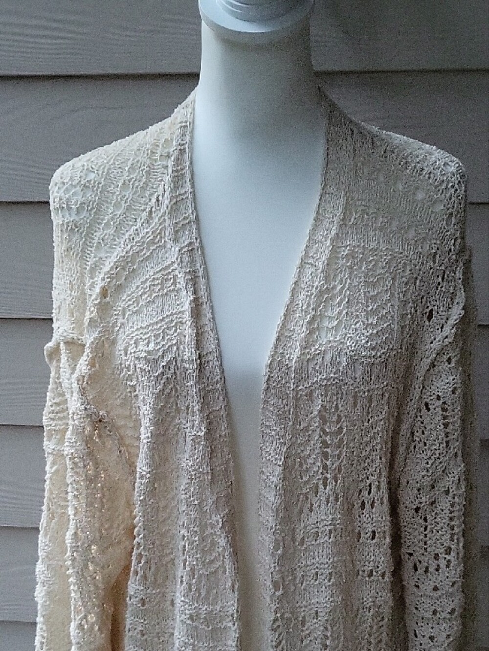 POL Open-Front Crochet Cardigan in Cream Size Small - Picture 2 of 8